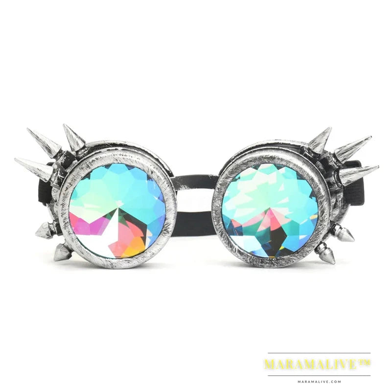 Steampunk Goggles Sunglasses Men Women Kaleidoscope Glasses Rave Festival Holographic Glasses Retro Party Cosplay Goggle Eyewear