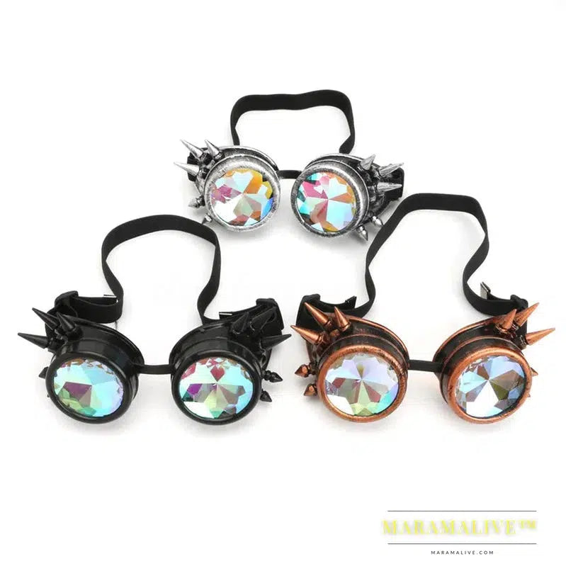 Steampunk Goggles Sunglasses Men Women Kaleidoscope Glasses Rave Festival Holographic Glasses Retro Party Cosplay Goggle Eyewear