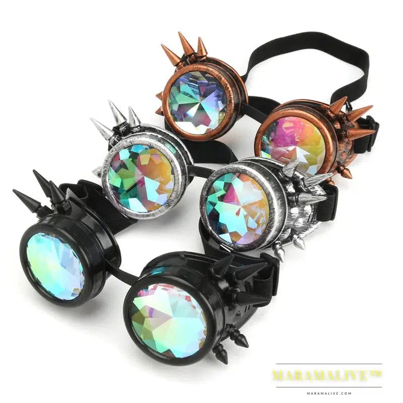 Steampunk Goggles Sunglasses Men Women Kaleidoscope Glasses Rave Festival Holographic Glasses Retro Party Cosplay Goggle Eyewear