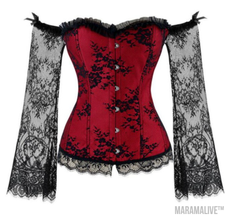 Steampunk Gothic Lace Floral Off Shoulder Party Corset