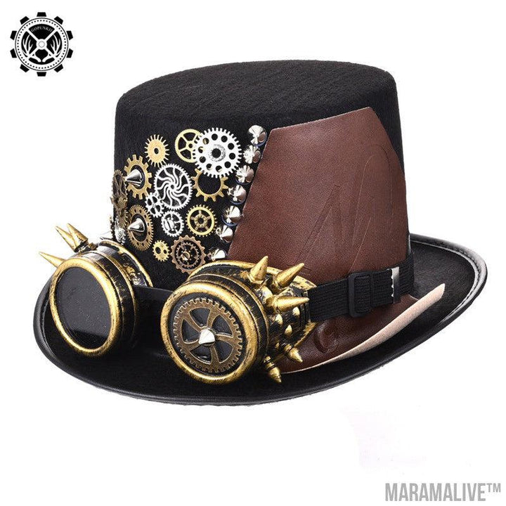 Steampunk Hat Gear Punk Rivet Hat Gothic Glasses Magic Hat