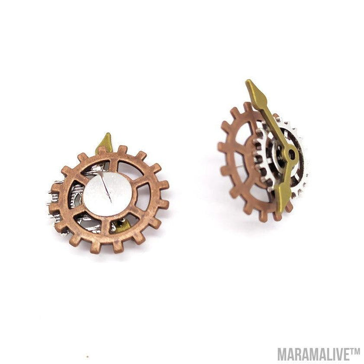 Steampunk Industrial Gear Stud Earrings