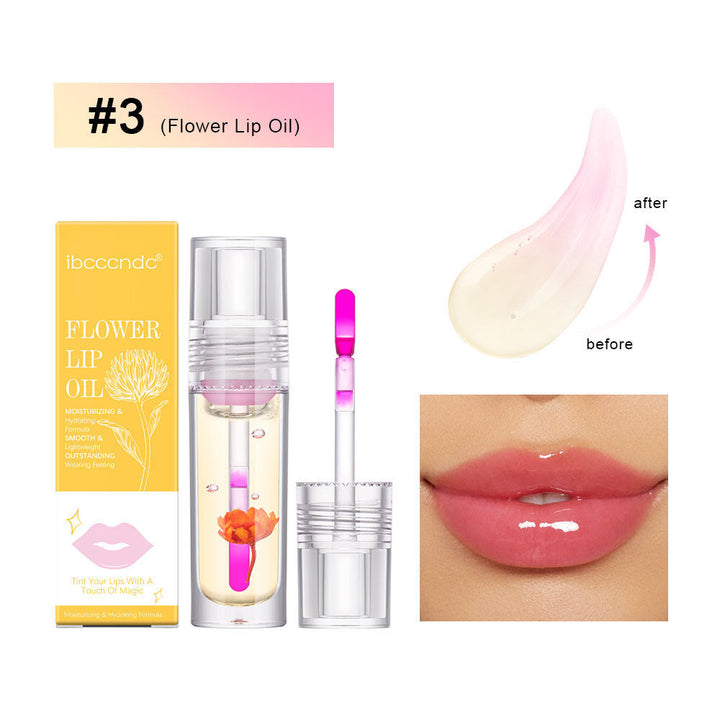 Steampunk-Inspired Flower Color Changing Lip Oil - Unique Moisturizing Jelly Lipgloss & Temperature Sensitive Liquid Lipstick