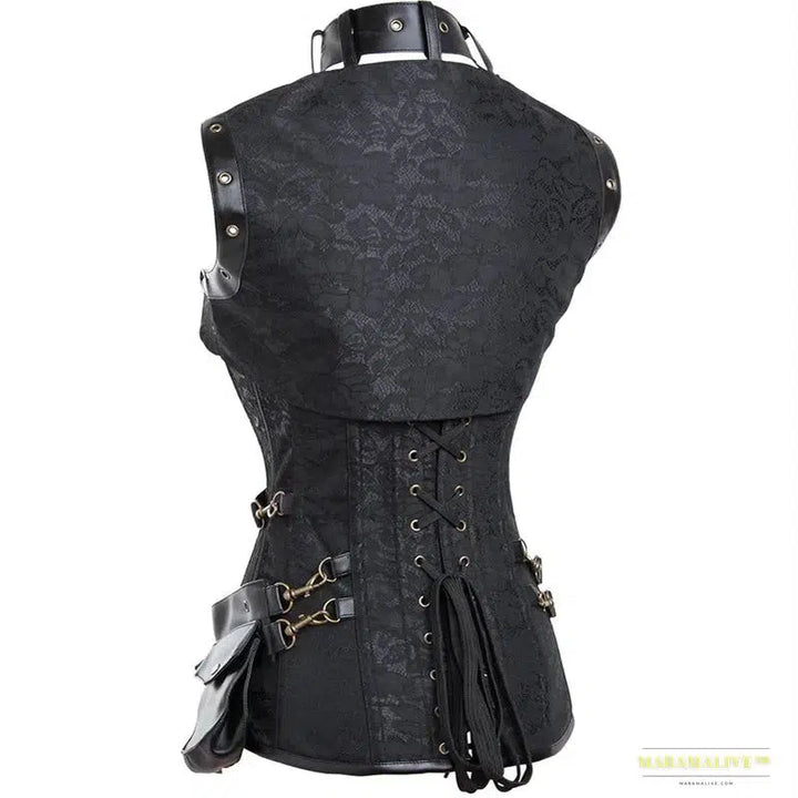 Steampunk Leather Corset Bustier Jacket Armor - Gothic Punk Plus Size Overbust Burlesque