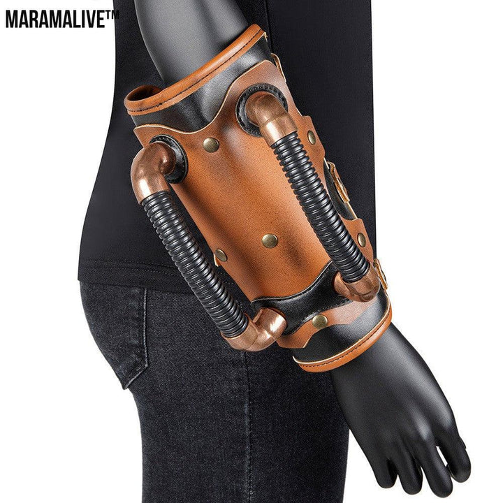 Steampunk Leather & Metal Gauntlet - Cosplay Armor for Forearm