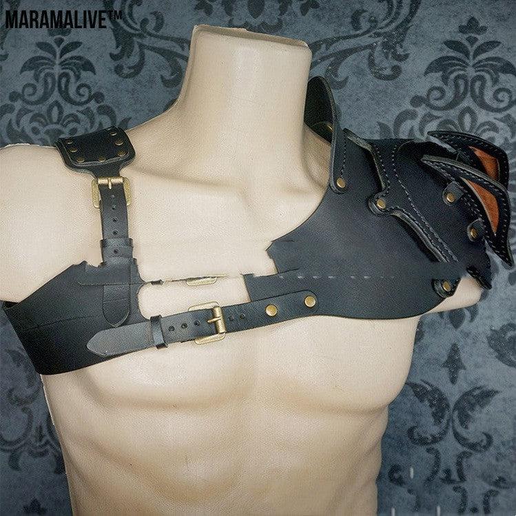 Steampunk Leather Shoulder Armor - Cosplay over-the-Shoulder Shield