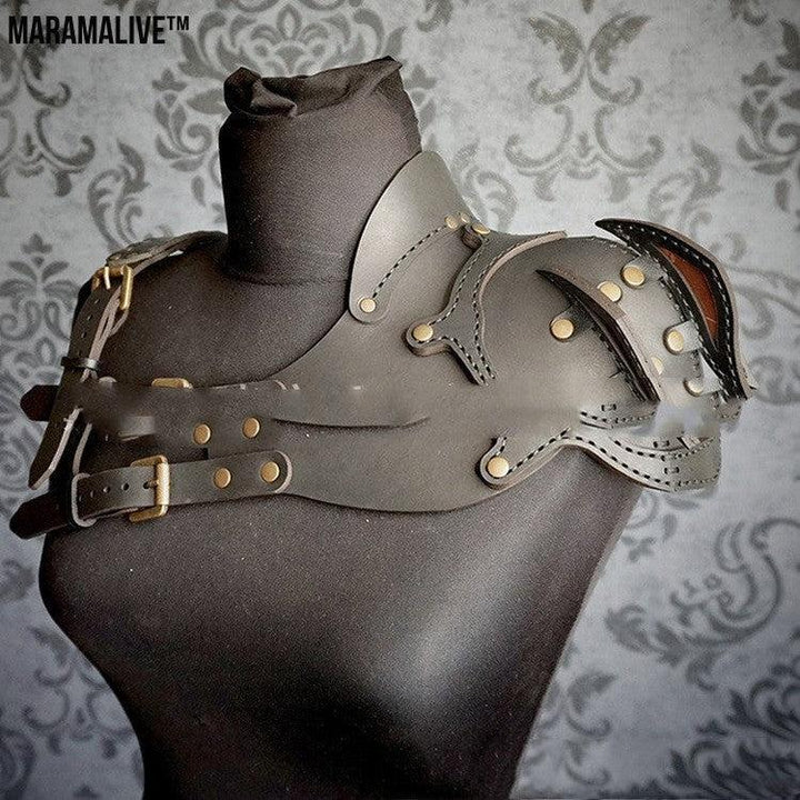 Steampunk Leather Shoulder Armor - Cosplay over-the-Shoulder Shield