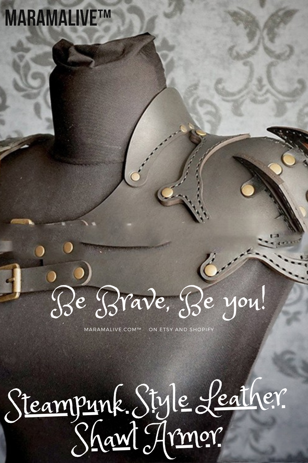 Steampunk Leather Shoulder Armor - Cosplay over-the-Shoulder Shield