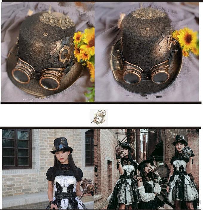 Steampunk Lolita Removable Glasses Metal Gear Leather