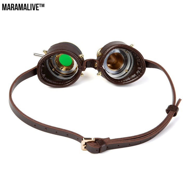 Steampunk Metal/Leather Goggles with Retro Telescopic Lens