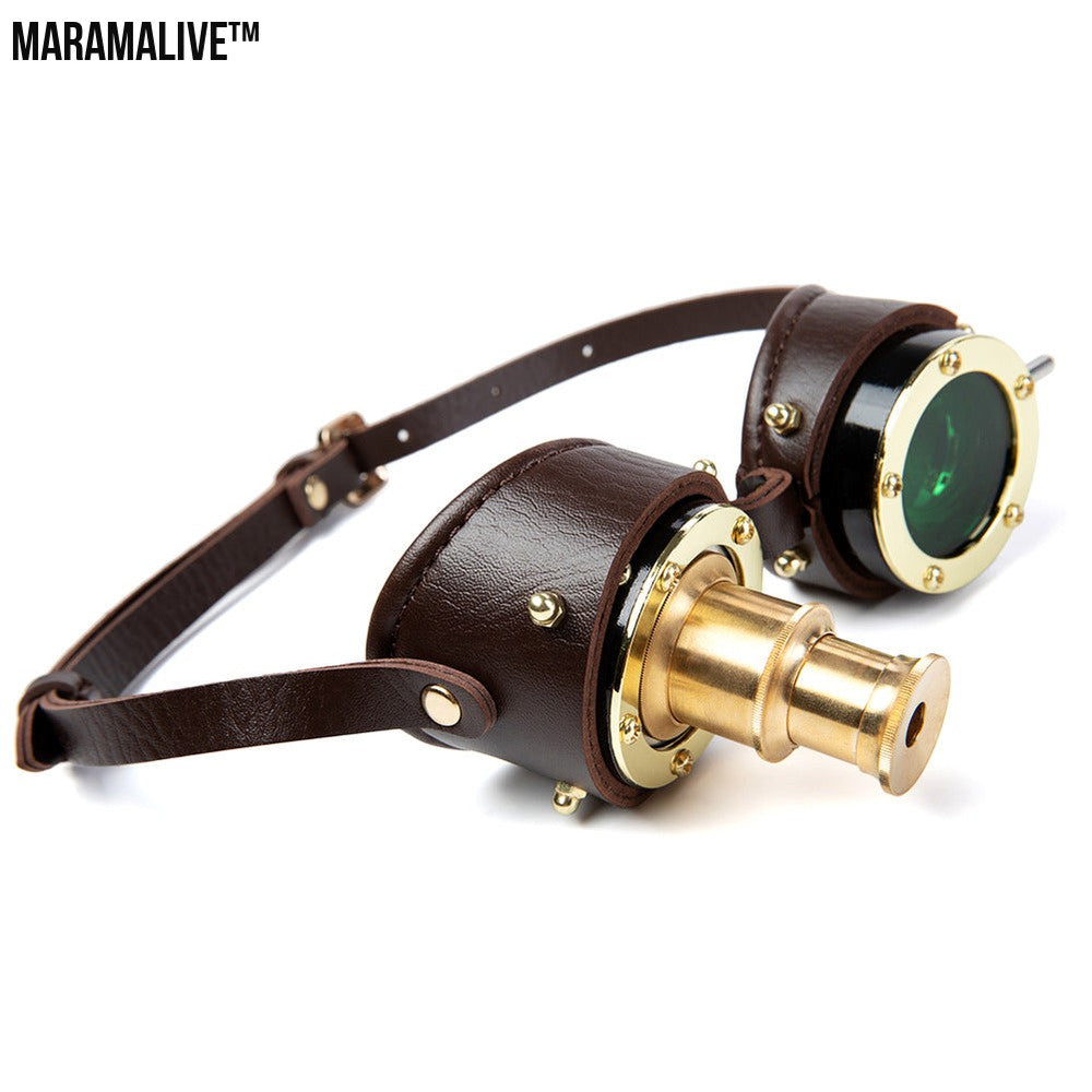 Steampunk Metal/Leather Goggles with Retro Telescopic Lens