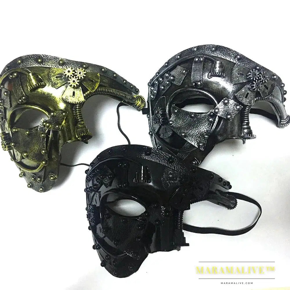 Steampunk Phantom Masquerade Cosplay Medieval Retro Mask Ball Half Face Men Punk Costume Halloween Party Costume Props