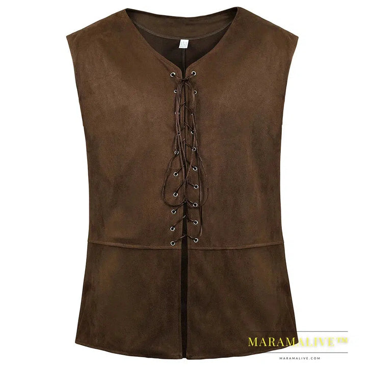 Steampunk Vikings Adult Pirate Vest Plus Size Men Costume Carnval Medieval Renaissance Gothic Sleeveless Vest