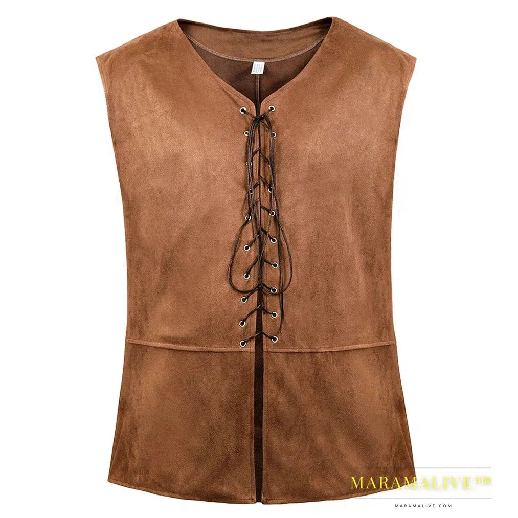 Steampunk Vikings Adult Pirate Vest Plus Size Men Costume Carnval Medieval Renaissance Gothic Sleeveless Vest