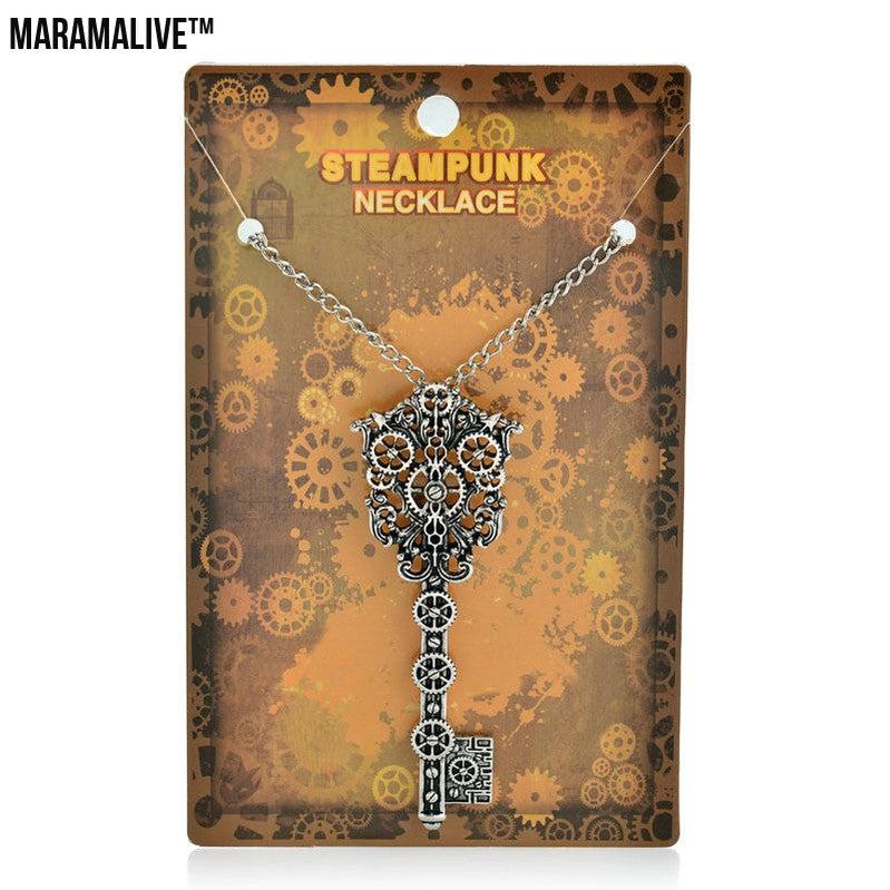 Steampunk Vintage Gear Key Necklace