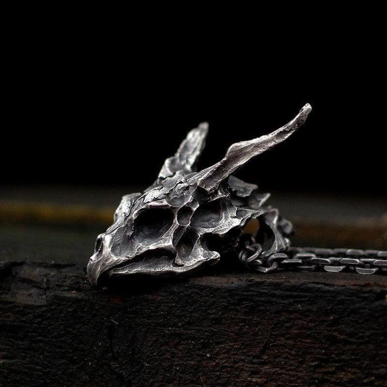 Sterling Silver Brass Demon Dragon Pendant