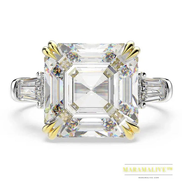 Sterling Silver Created Moissanite Citrine Diamonds Gemstone Wedding Engagement Ring Fine Jewelry