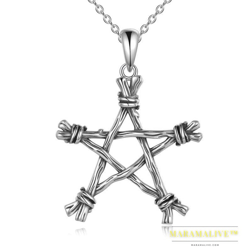 Sterling Silver Gothic Punk Witch Pentagram PSupernatural Merchandise endant Jewellery