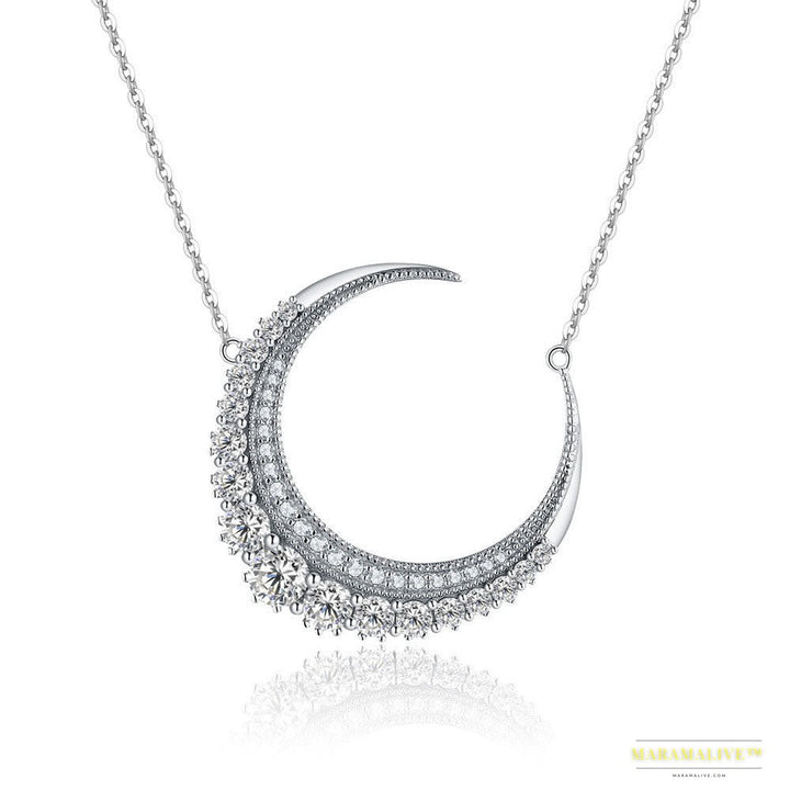 Sterling Silver Moissanite Crescent Moon Clavicle Necklace: An Epitome of Precious Lab-Made Diamond Jewelry