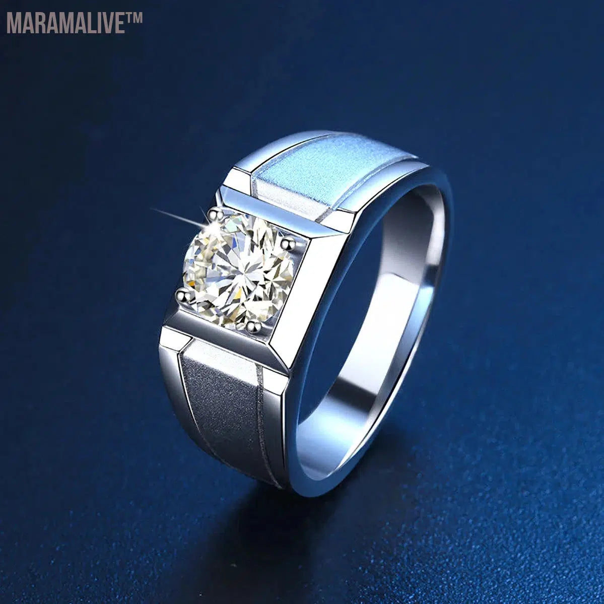 Sterling Silver Moissanite Rings for Men | Wedding Bands