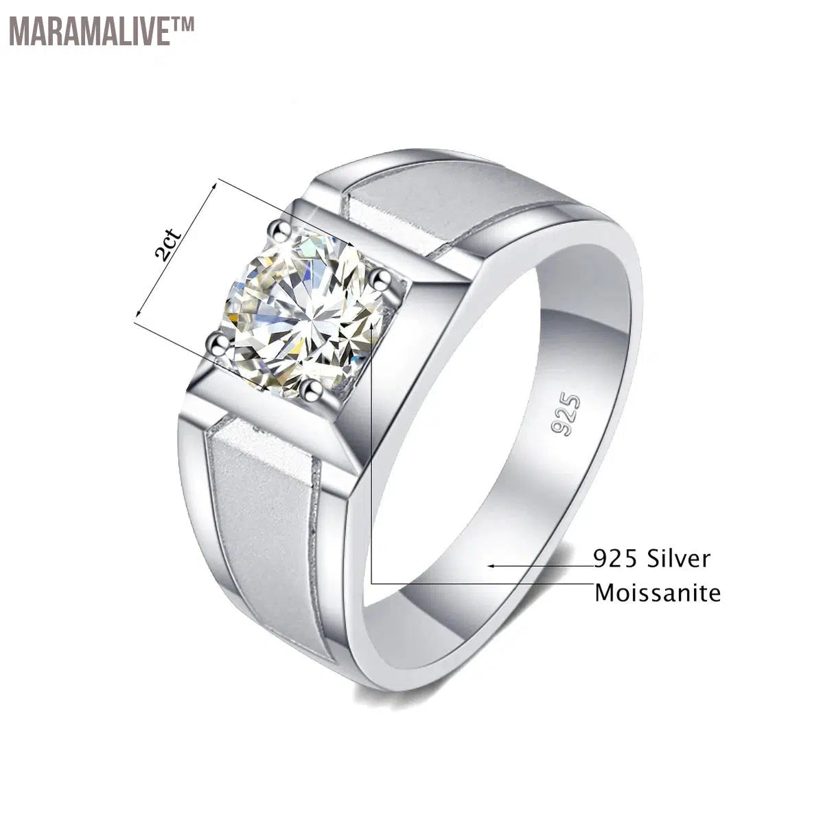 Sterling Silver Moissanite Rings for Men | Wedding Bands