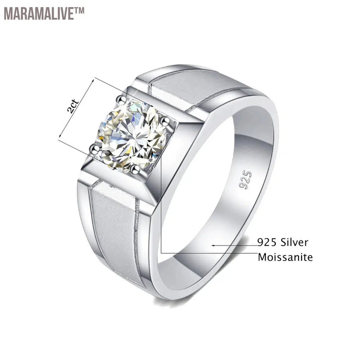 Sterling Silver Moissanite Rings for Men | Wedding Bands