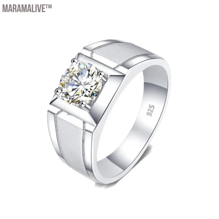 Sterling Silver Moissanite Rings for Men | Wedding Bands