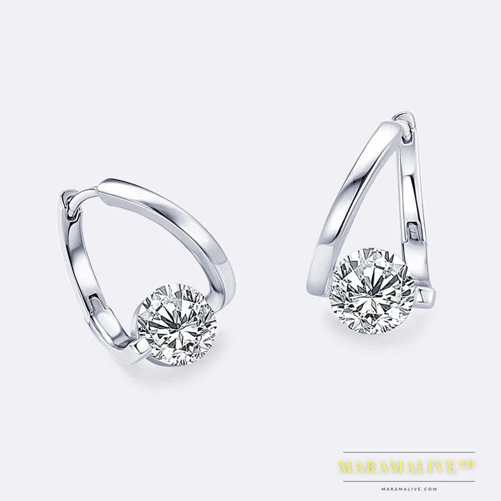 Sterling Silver Moissanite Twist Hoops | Women's Jewelry