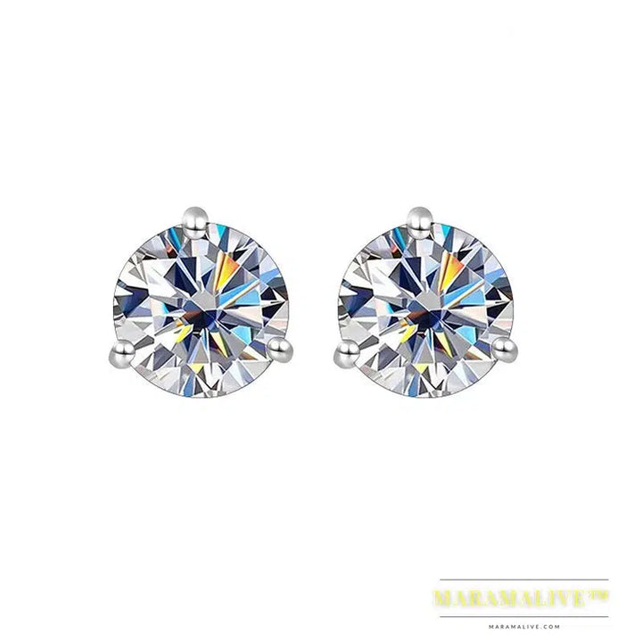 Sterling Silver Round Anniversary Stud Earrings 0.5CT/1CT Trendy Style Moissanite Earrings For Women Couple Gift