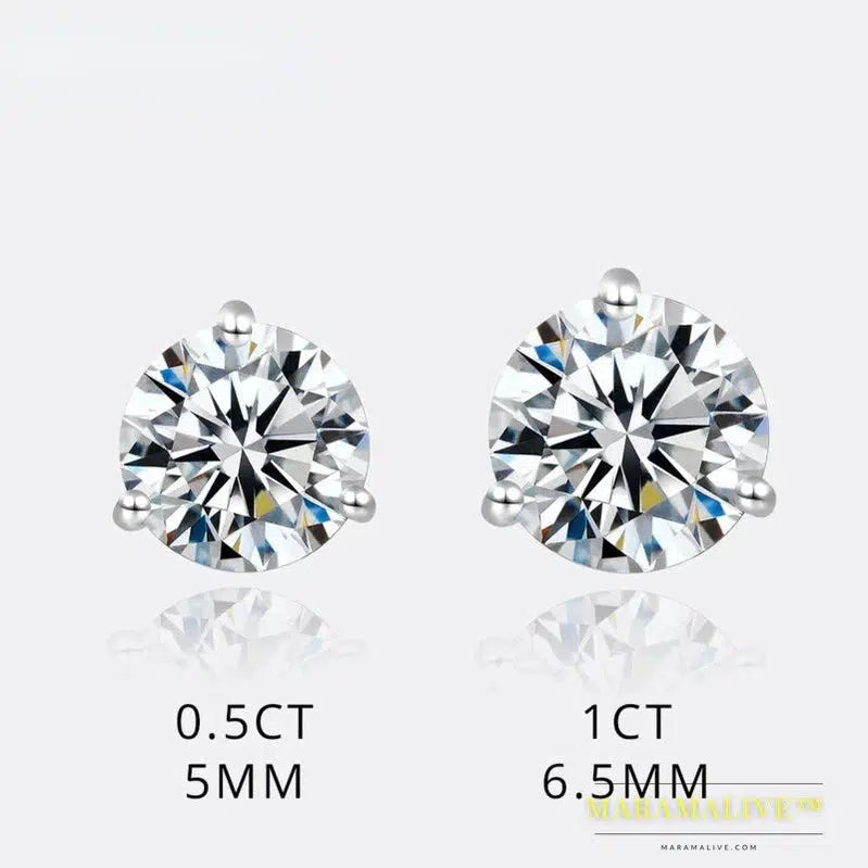 Sterling Silver Round Anniversary Stud Earrings 0.5CT/1CT Trendy Style Moissanite Earrings For Women Couple Gift