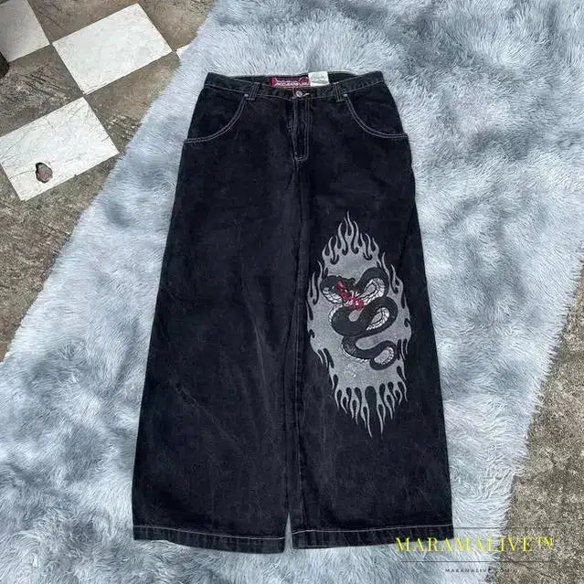 Streetwear New Y2K Jeans Hip Hop Retro oversize Graphic Printing Baggy Jeans Denim Pants Men Women Goth Wide Trousers