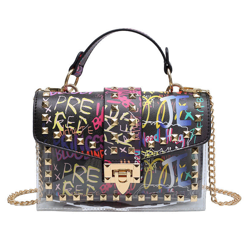 Studded Graffiti All-match Picture And Mother Shoulder Messenger Bag