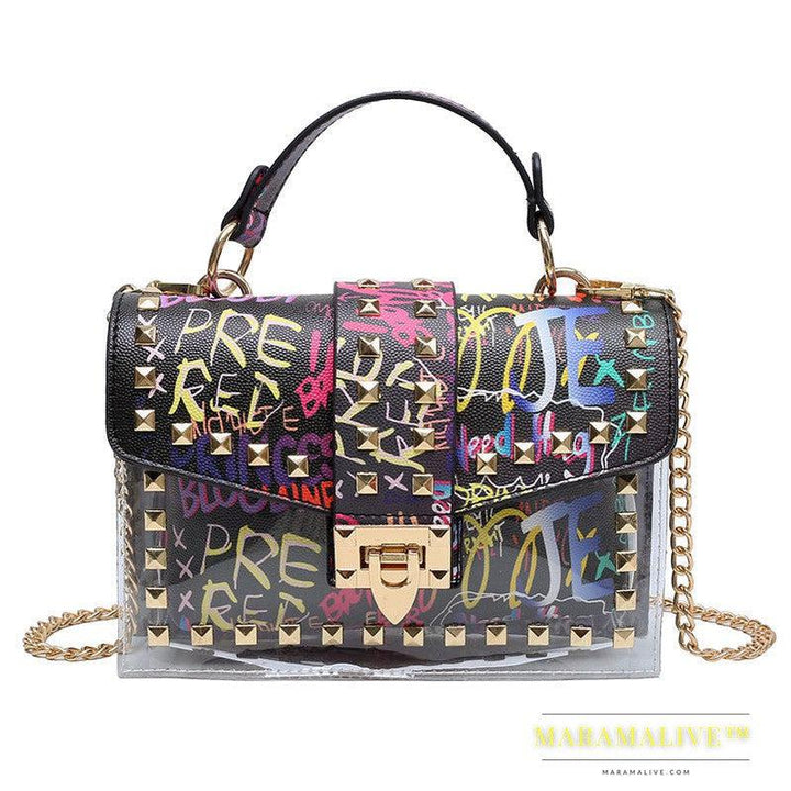 Studded Graffiti All-match Picture And Mother Shoulder Messenger Bag