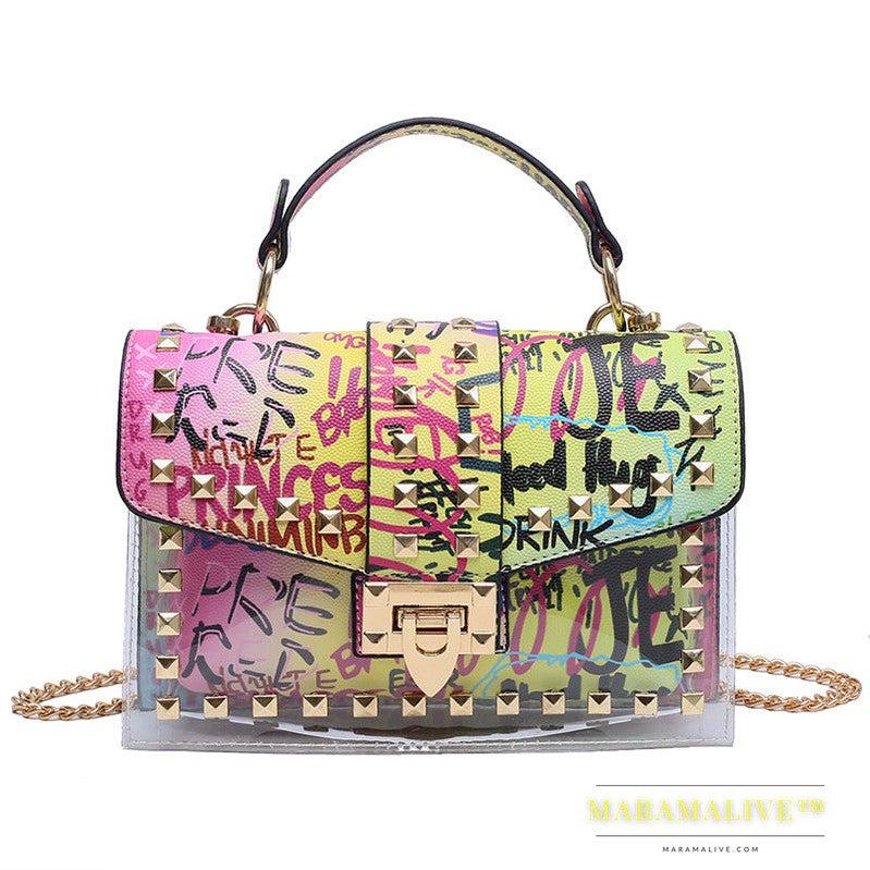 Studded Graffiti All-match Picture And Mother Shoulder Messenger Bag