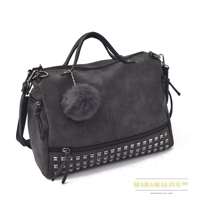 Studded Motorcycle Bag Retro Frosted Big Bag Ladies Single Shoulder Bag