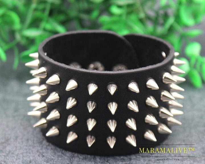 Studded Punk Leather Bracelet