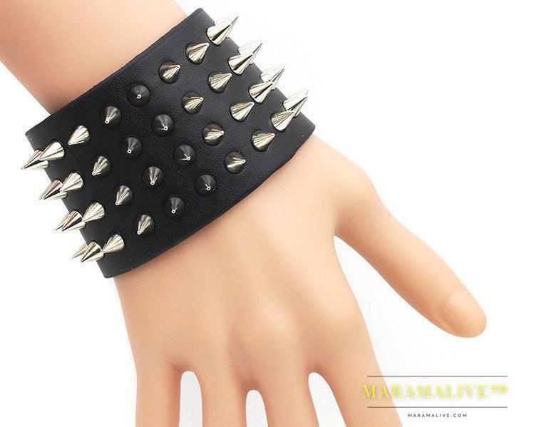 Studded Punk Leather Bracelet