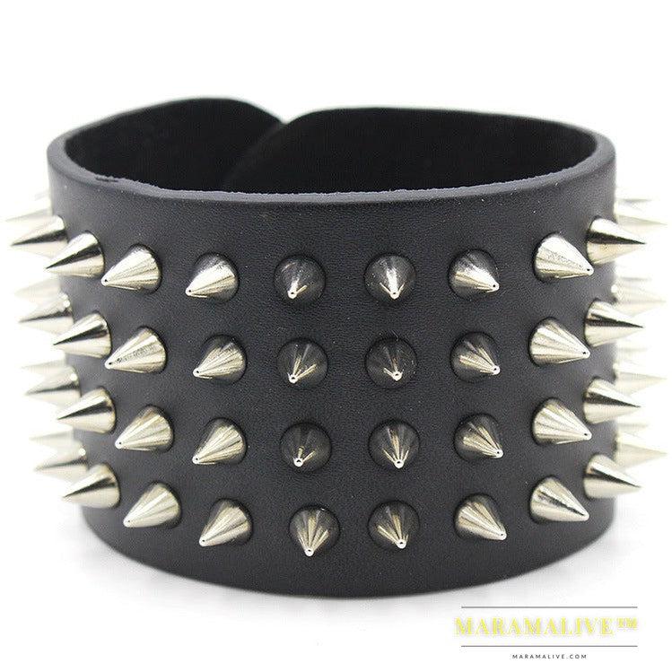 Studded Punk Leather Bracelet