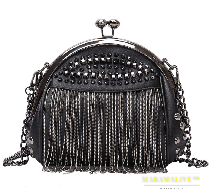 Studded tassel chain bag