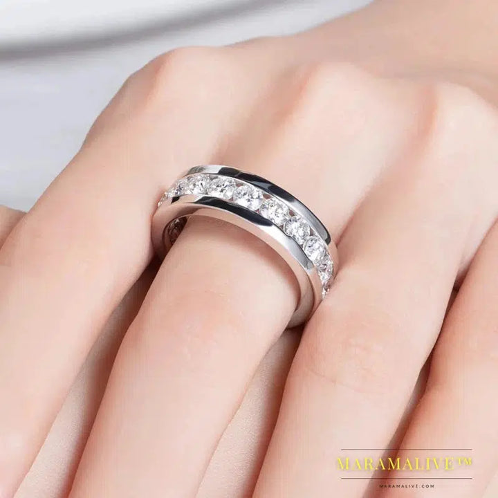 Stunning Moissanite Full Eternity Wedding Band Ring for Men & Women