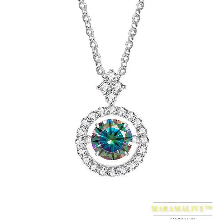 Stunning Silver Moissanite Pendant Necklace Jewelry Gift