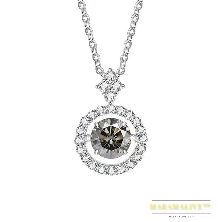 Stunning Silver Moissanite Pendant Necklace Jewelry Gift