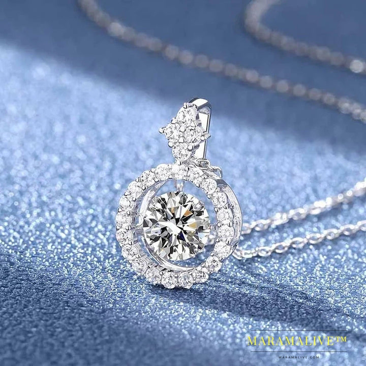 Stunning Silver Moissanite Pendant Necklace Jewelry Gift