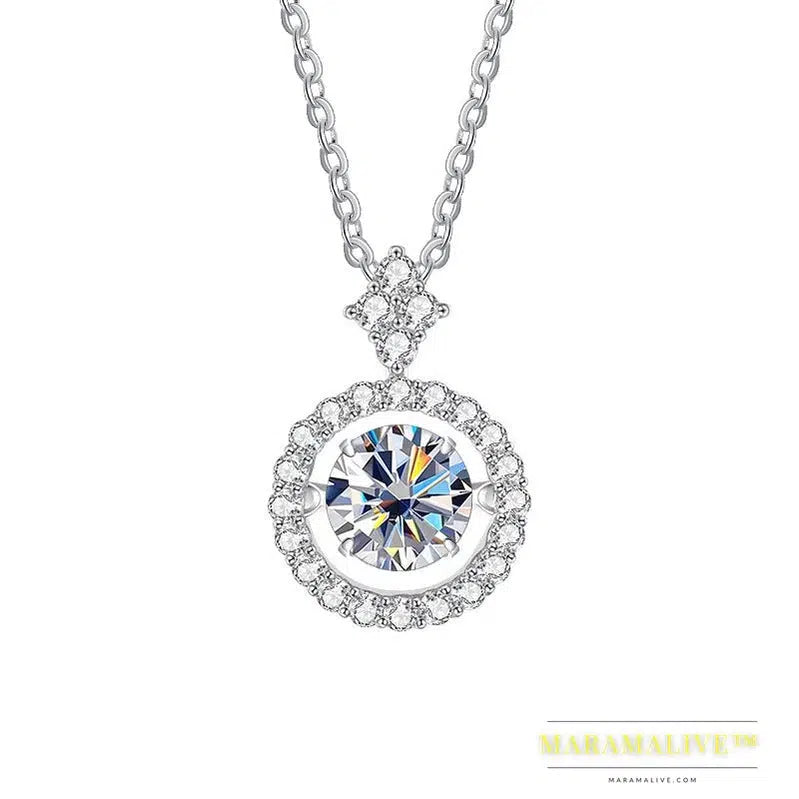 Stunning Silver Moissanite Pendant Necklace Jewelry Gift