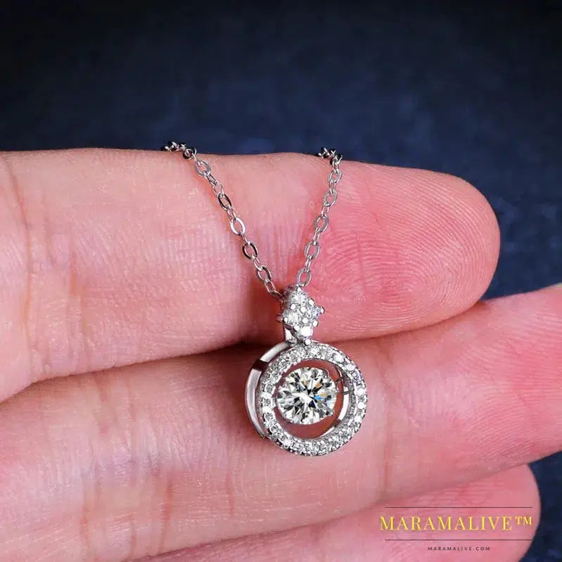 Stunning Silver Moissanite Pendant Necklace Jewelry Gift