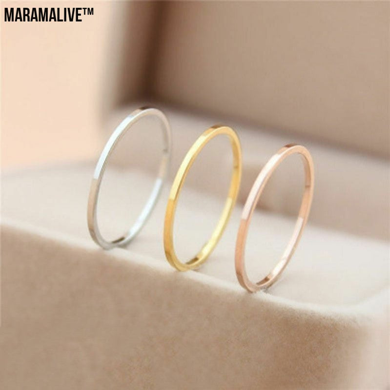 Stylish Glossy Fine Circle Couple Simple Simple Bracelet Ring