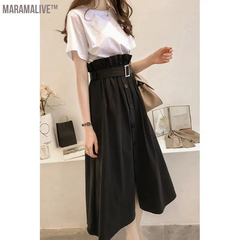 Summer New plus Size Women's Clothing Fashionable Set That Makes You Look Younger Plump Girls Belly-Covering Dress Flab Hiding