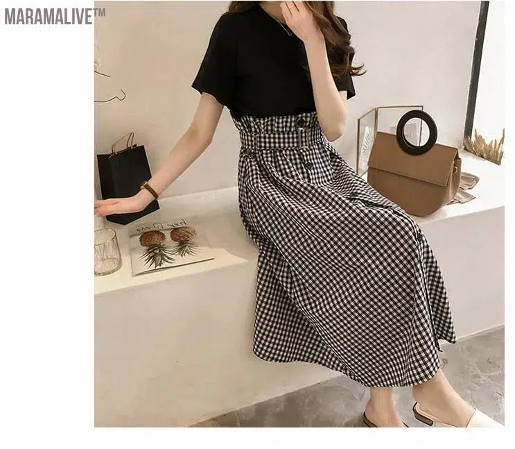 Summer New plus Size Women's Clothing Fashionable Set That Makes You Look Younger Plump Girls Belly-Covering Dress Flab Hiding