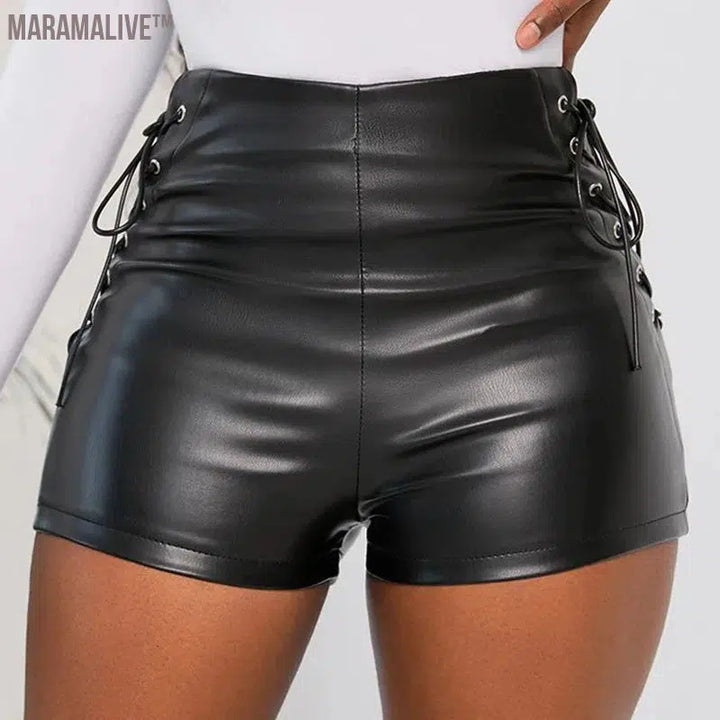 Summer Sexy PU Shorts Women Clothing Faux Leather Goth High Waisted Womens Casual Shorts Y2k Hot Woman Black Short Pants