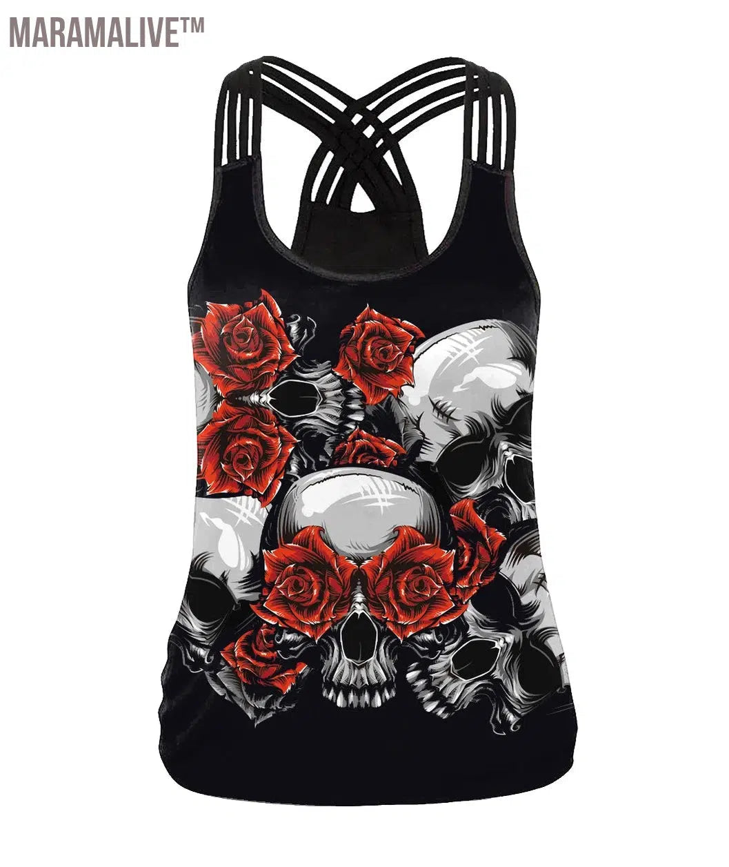 Summer Skull Girl Digital Printed Women's Tank Tops Fantastic Gothic Style Sling Top Sexy Backless Vest